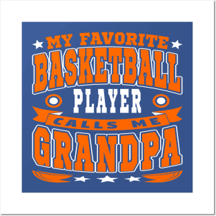 Calls Me Grandpa Funny Grandchildren Basketball Lover Typography Posters and Art